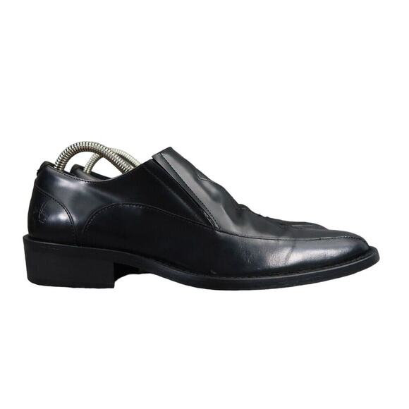 John Fluevog Shoes Mens 7.5 Loafer Slip On Black Leather Diamond Classic Vintage main image 9